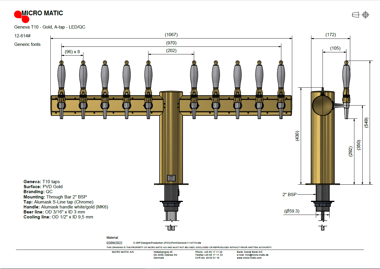 Font -Geneva T10, PVD gold, LED/QC - 3