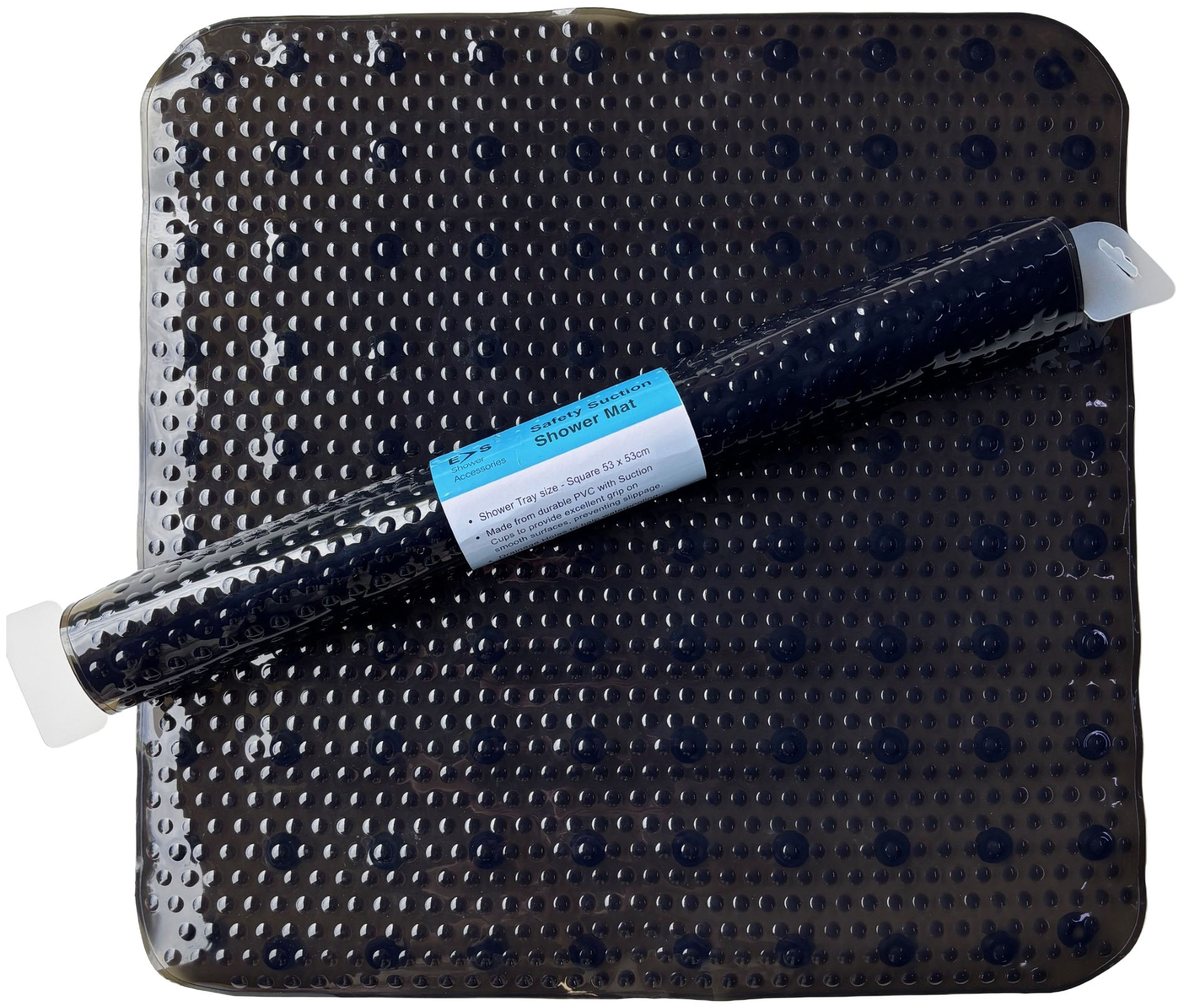 Safety Shower Mat - Black - 53x53cm