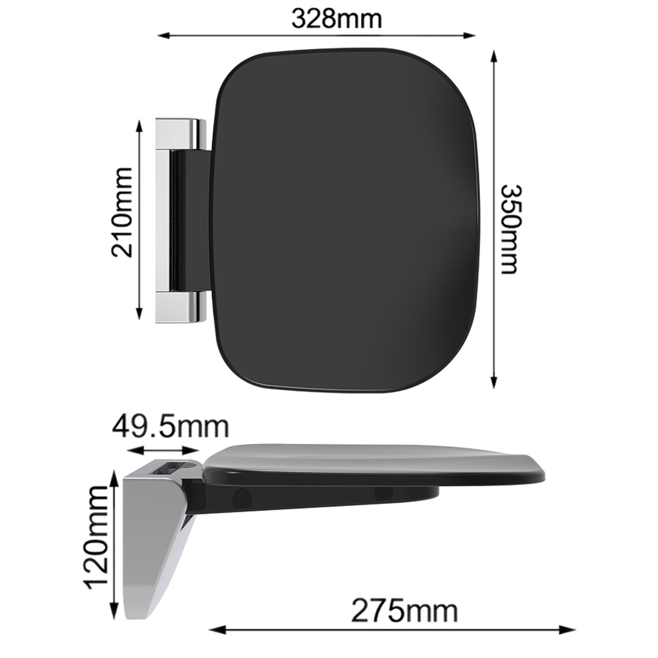 Wall Mounted Shower Seat - black - 2
