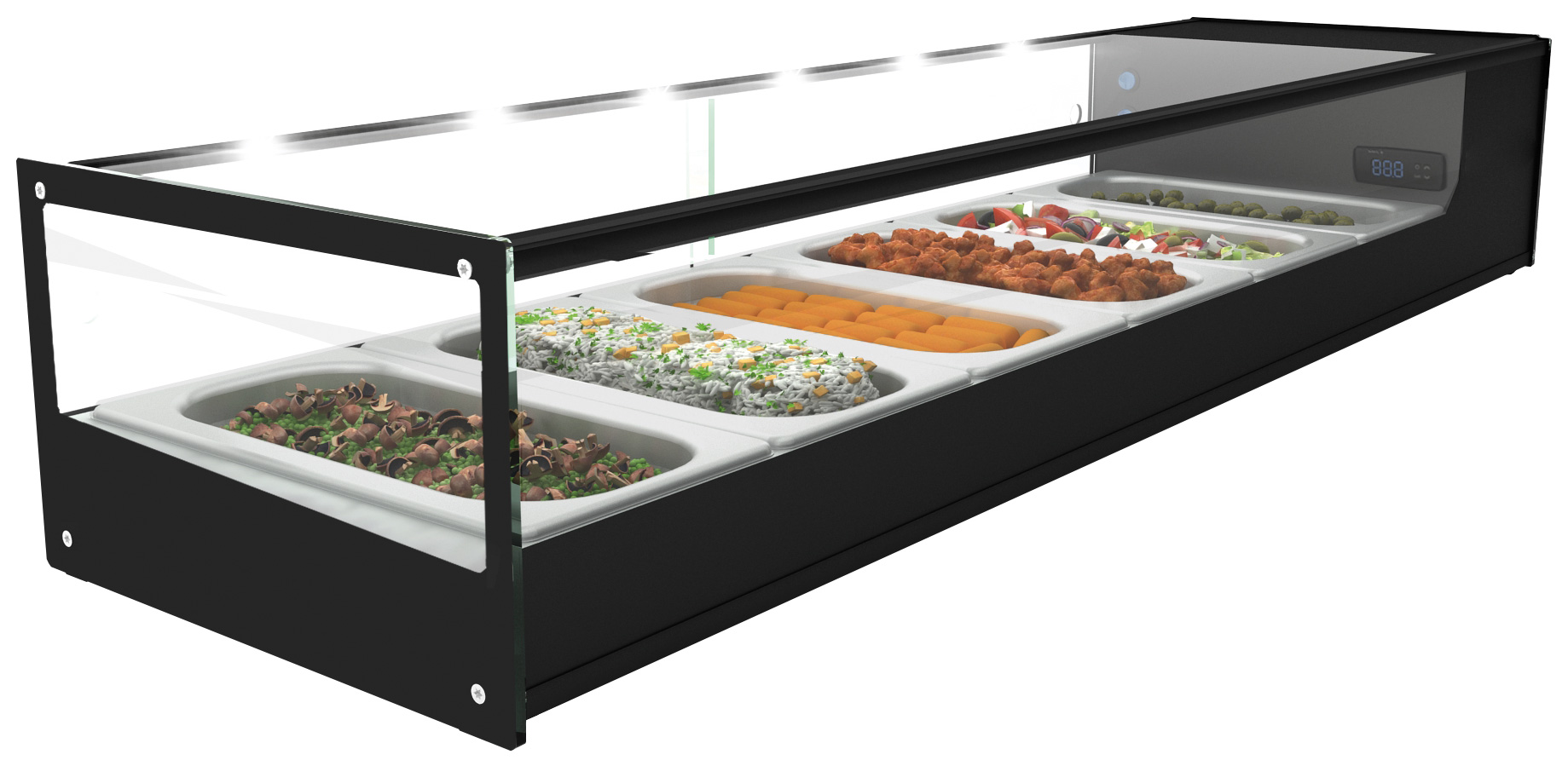 Display kyld för tillbehör och toppings
