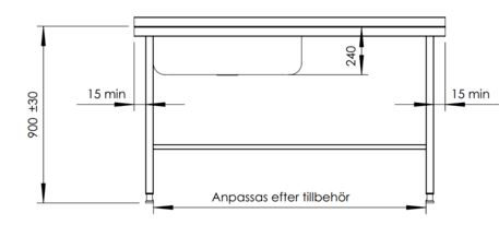 Rostfri arbetsbänk med ho DE-76 - 4