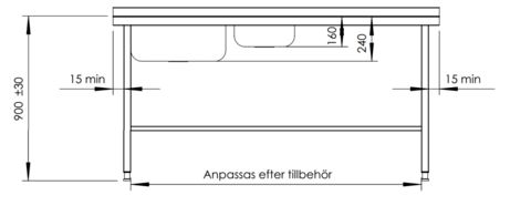 Rostfri arbetsbänk med dubbel ho DE-45 & DE-33 - 3