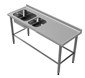 Rostfri arbetsbänk med dubbel ho DE-45 & DE-33