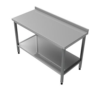 Rostfri arbetsbänk med uppvikt bakkant