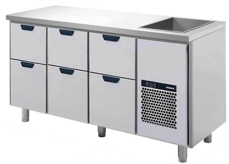 Dryckeskylbänk med brunn för is/flaskor, 1660*650*900