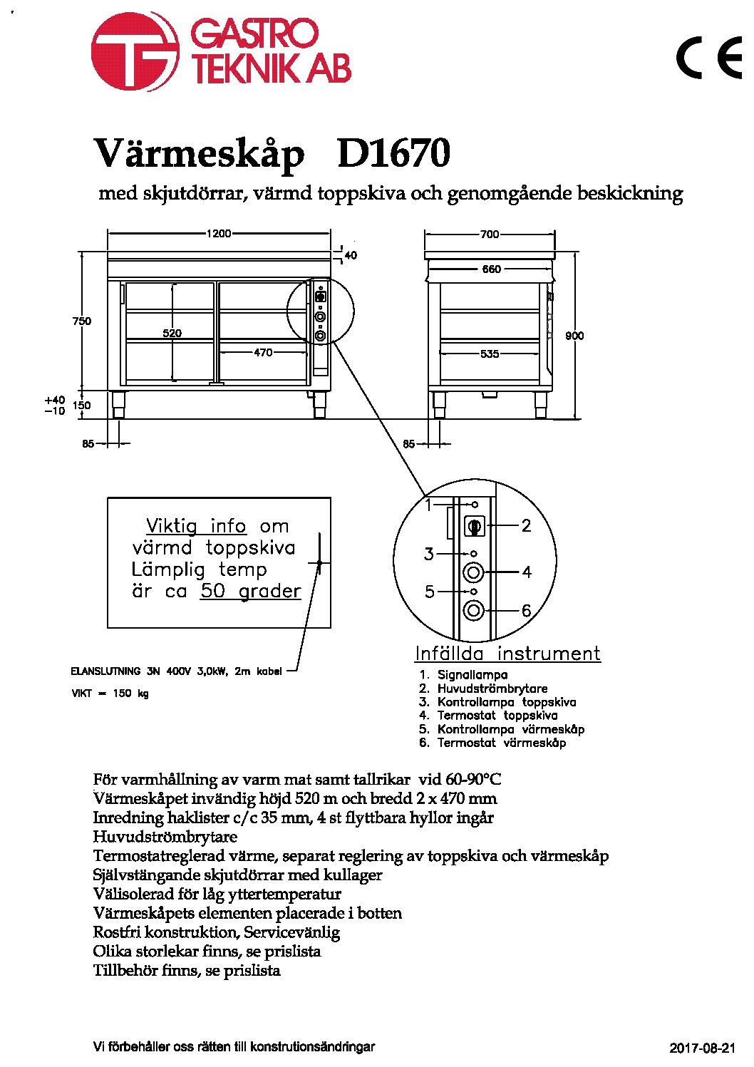 Värmeskåp Gastroteknik