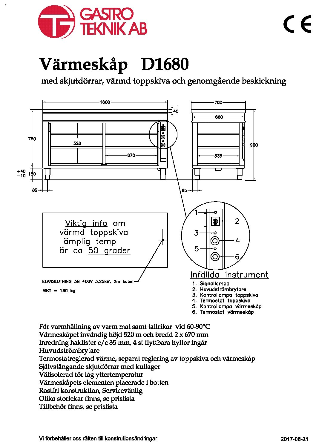 Värmeskåp Gastroteknik