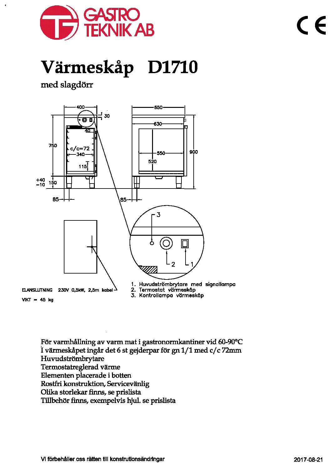 Värmeskåp Gastroteknik