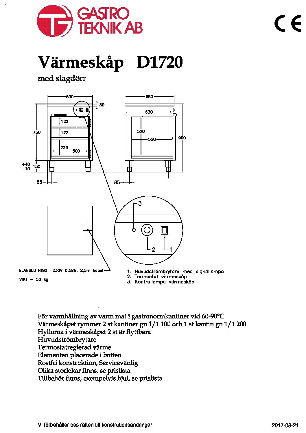 Värmeskåp Gastroteknik