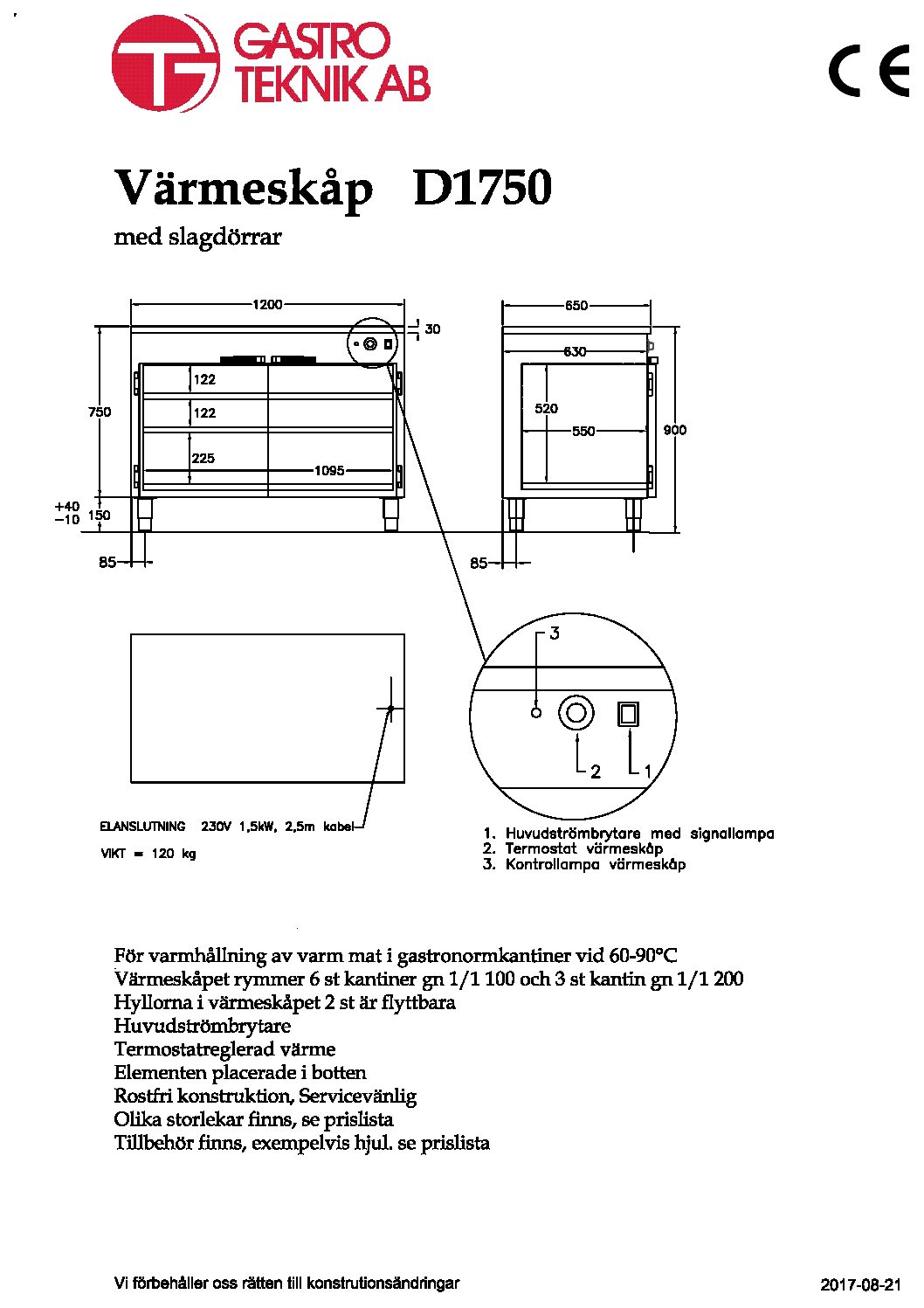 Värmeskåp Gastroteknik