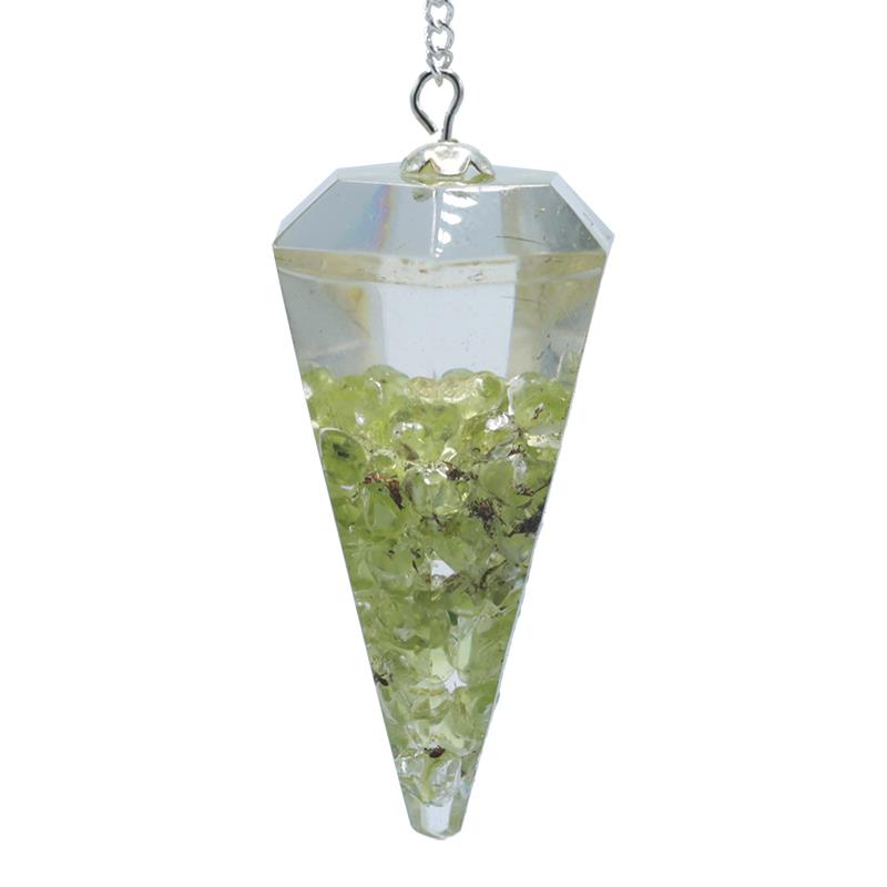Pendel - Peridot med koppar och Herkirmer diamant - Gjuten
