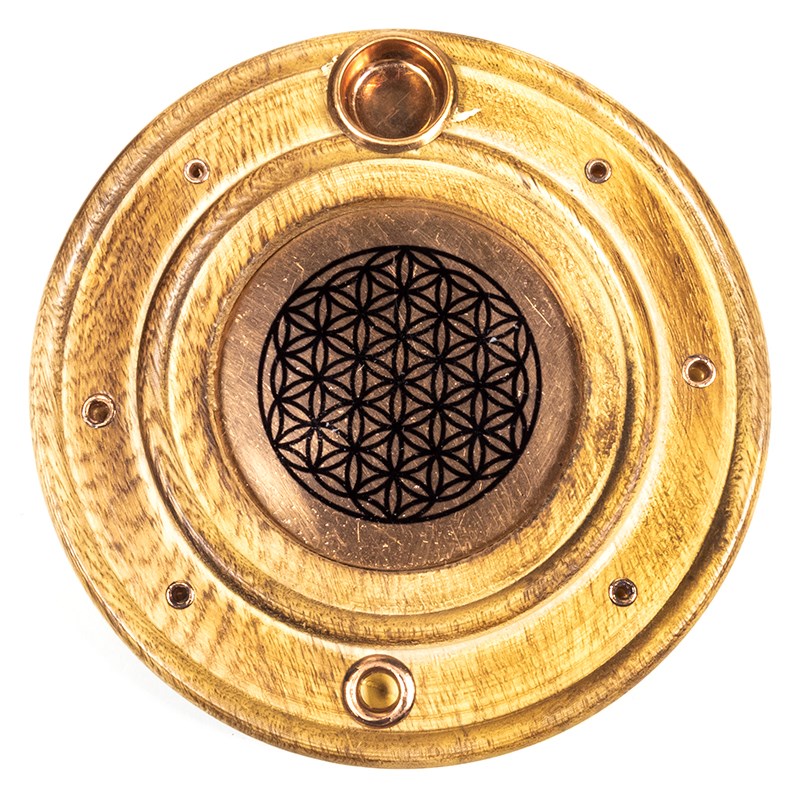 Rökelsehållare Trä - Flower of Life i trä