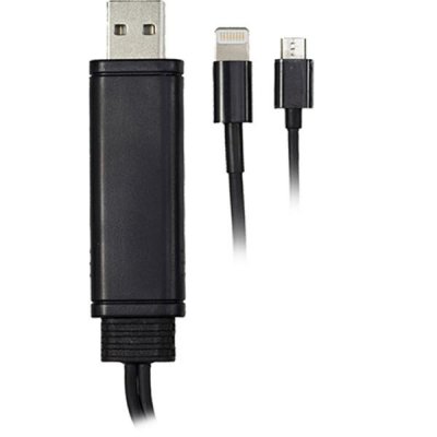 EPZI IPLH-187 Universal syncladdnings-kabel Lightning USB Micro 0,2m svart