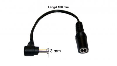Vinklad DC adapter 5.5x2.1 hona till 3.0x1.1 hane