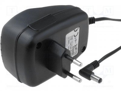 AC adapter 12V 0,5A 5,5x2,1mm Stab. (-) i cent