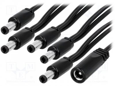 Strömsplitter 1-5, 5.5x2.5mm, 0.35m