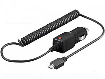 Bilströmadapter; USB micro kontakt; 5V/1x1A; svart; 1,5m