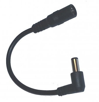 Vinklad DC adapter 5.5x2.1 hona till 6.5x4.4 hane, med cen. pin, 10cm