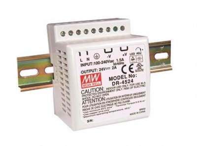 Switchad nätdel Mean Well för DIN-skena / 24V ...2 A (21.6 ...26.4V)