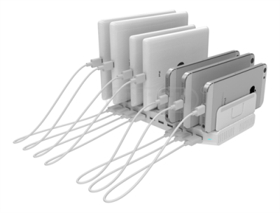 USB-laddningsstation, 19,2A, 10xUSB
