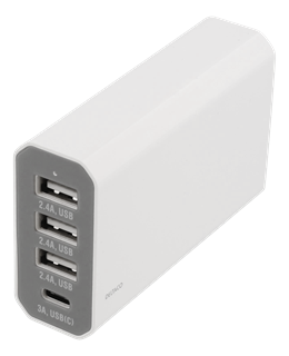 USB-laddningsstation, 8A, 1xUSB-C ho, 3xUSB Typ A