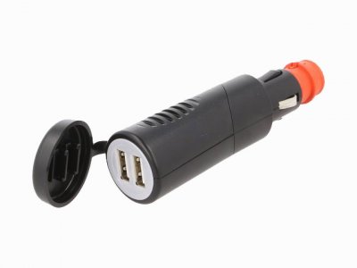 Bilströmadapter; USB A uttag x2; 5V/2x3,1A; svart