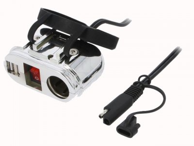 USB- strömadapter med 2x Cigarettändare uttag + 2xUSB 5V 3,1A