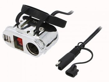 USB- strömadapter med 2x Cigarettändare uttag + 2xUSB 5V 3,1A