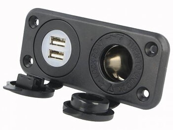 USB- strömadapter med 1x Cigarettändare 21mm uttag + 2xUSB 5V 2,1A
