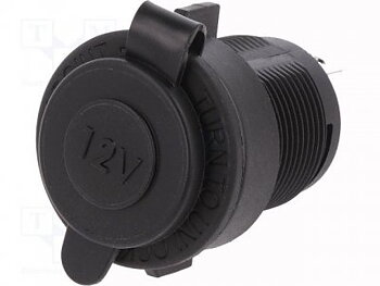 Eluttag för inmontering i bil, 21mm, med lock