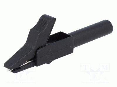 Krokodilklämma Ø4 mm, 15A, svart