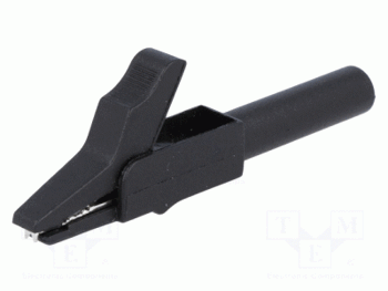 Krokodilklämma Ø4 mm, 15A, svart