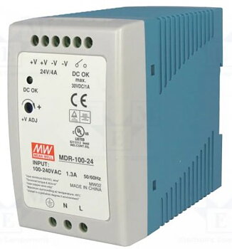 Switchad nätdel Mean Well för DIN-skena / 24V ...4. A (24 ...29V)