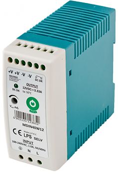 Switchad nätdel MDIN40W för DIN-skena / 12V 3,33A (11.5 ...15V)