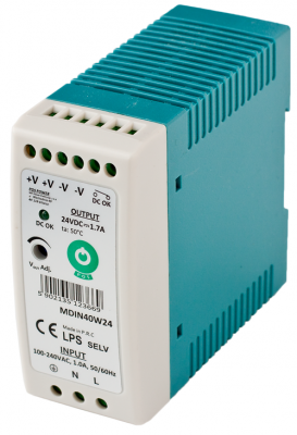 Switchad nätdel för DIN-skena / 24V 1.7A (23 ...29V)
