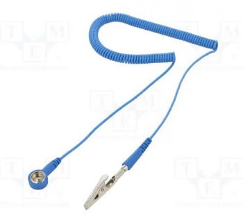 ESD spiralformad jordledning 1MΩ; snäppfäste 10mm/ bananuttag,  3m