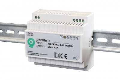 Switchad nätdel DIN100W12 för DIN-skena / 12V 8.3A (10.8 ...13.8V)