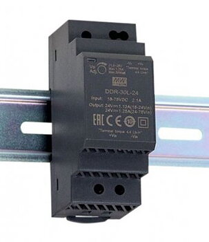 DC-DC-omvandlare, 9...36V till 5V, 6A, MEAN WELL, DIN-skena