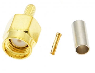 RP-SMA kontakt 50Ω, hane crimp, för RG174 RG316 LMR100 kabel