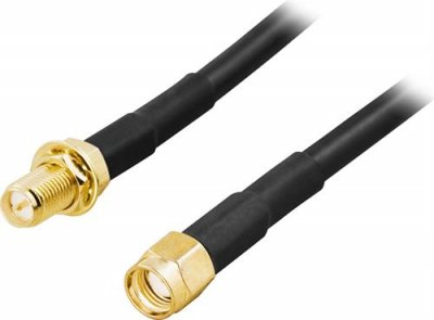 SMA kablage, RP-SMA hane - RP-SMA hona, 5m, svart