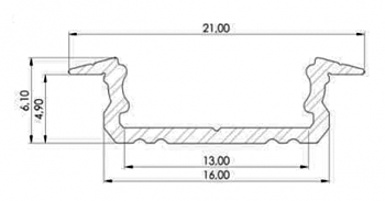 Profil till LED-moduler; VIT 5x16mm; L: 1m; aluminium