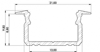 Profil till LED-moduler; 9x16mm ; L: 1m; aluminium