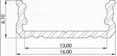 Profil till LED-moduler;GLS1 vit; 1m; aluminium