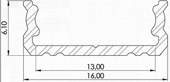 Profil till LED-moduler;GLS1 vit; 1m; aluminium