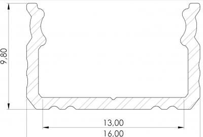 Profil till LED-moduler; 9x16mm vit; L: 1m; aluminium