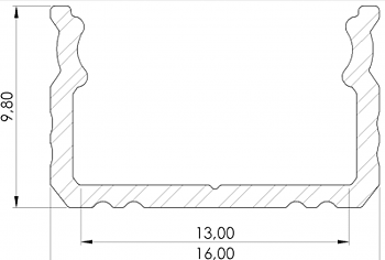 Profil till LED-moduler; 9x16mm vit; L: 1m; aluminium