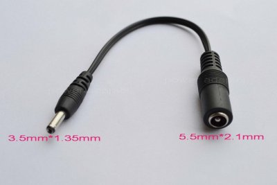 DC adapter 5,5x2,1 hona till 3,5x1,35 hane