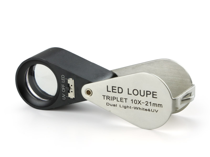 Botaniklupp, triplet,  10x, LED, UV