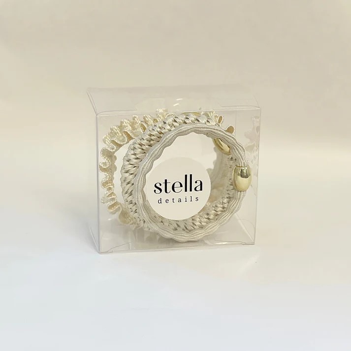Stella Details 3 pack  Cremevit Hårsnoddar i Presentförpackning - 2