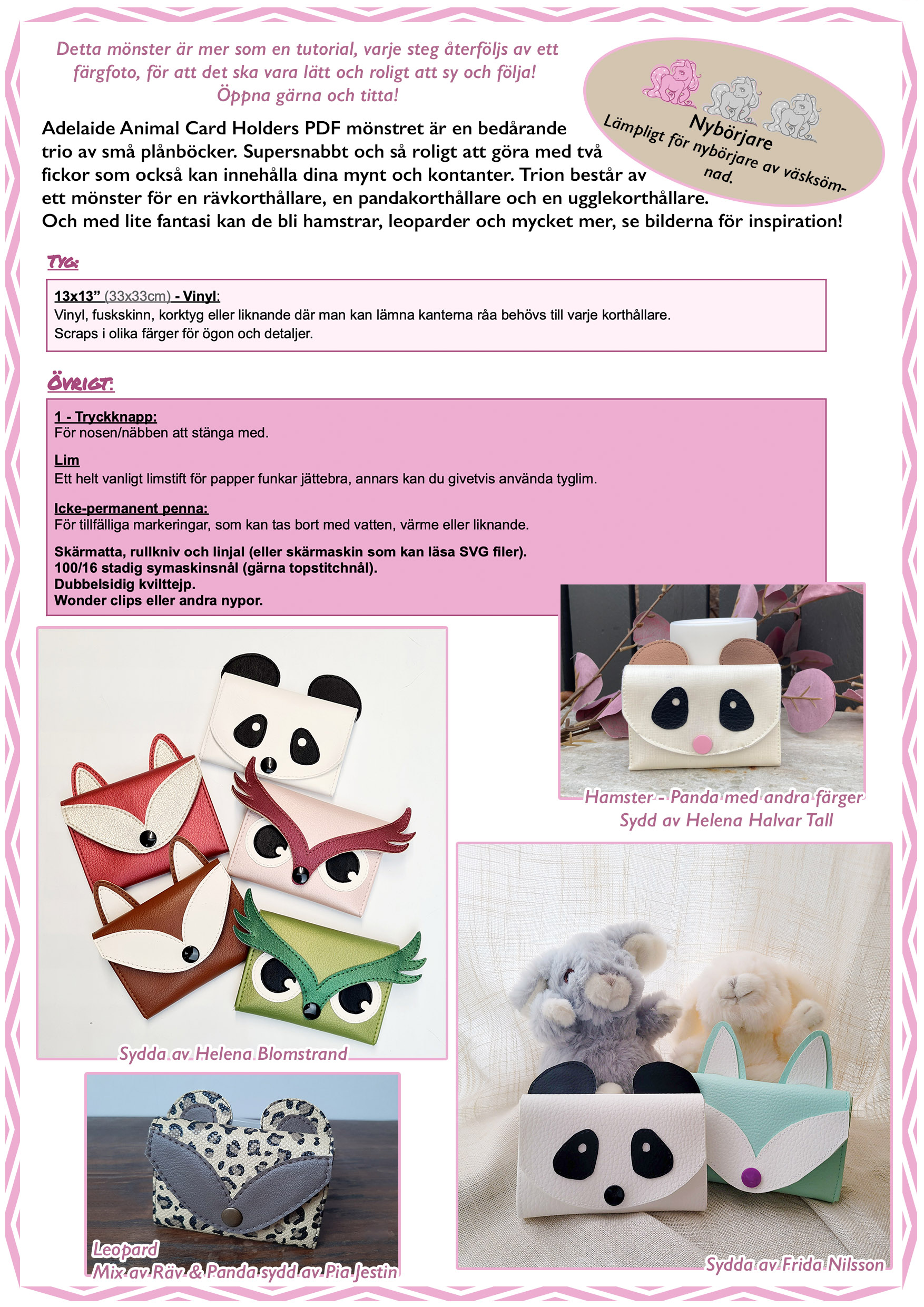 Adelaide Animal Card Holders- Pappersmönster - 2